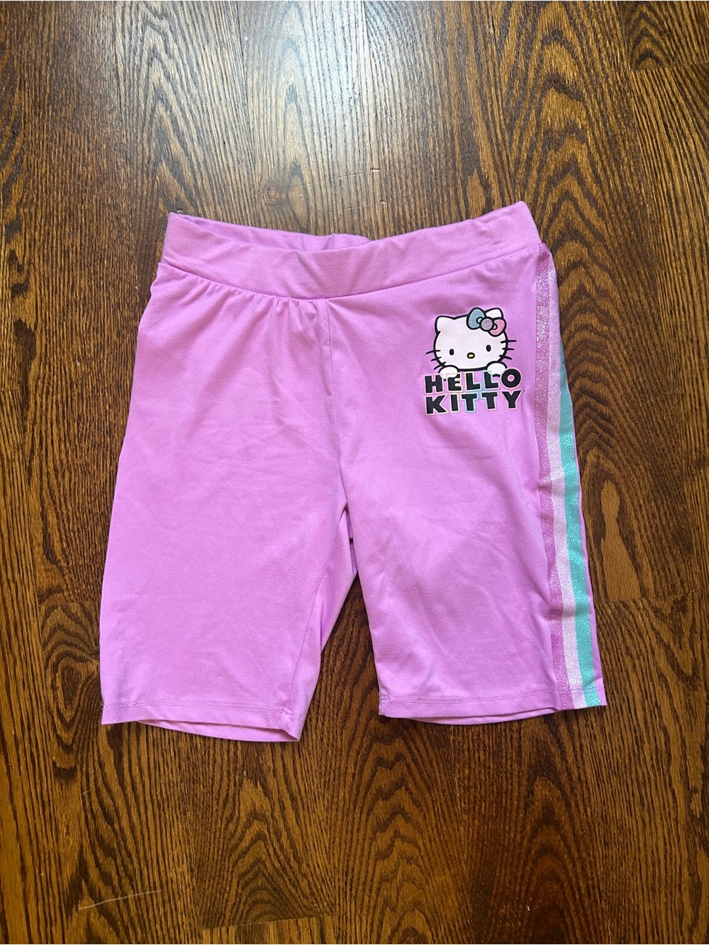 Hello Kitty Pink Girls' Stretch Bike Shorts with Side Stripes